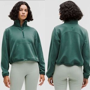 Lululemon Brushed Softstreme Half Zip Storm Teal SZ 8